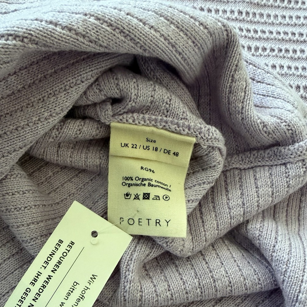 Poetry NWT Lavender 100% Organic Cotton Sweater Sz 18 Coastal Boho Minimalist - Picture 9 of 10